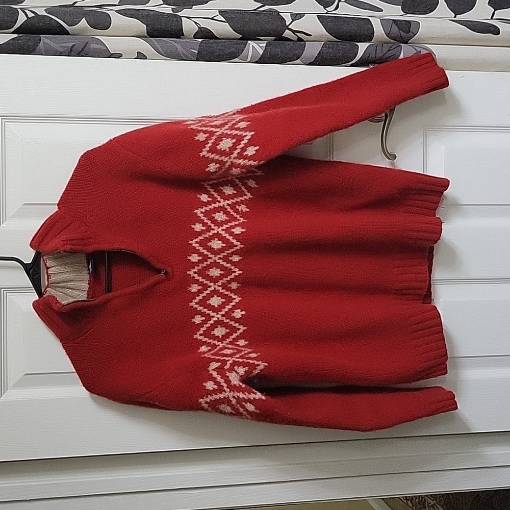 NWOT GAP XL 100% Lambswool Fair Isle Zip Neck Sweater